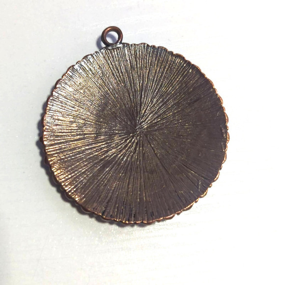 Gold Tone Faux Jade Turquoise Pendant‎ 2" No Chain - Picture 2 of 6